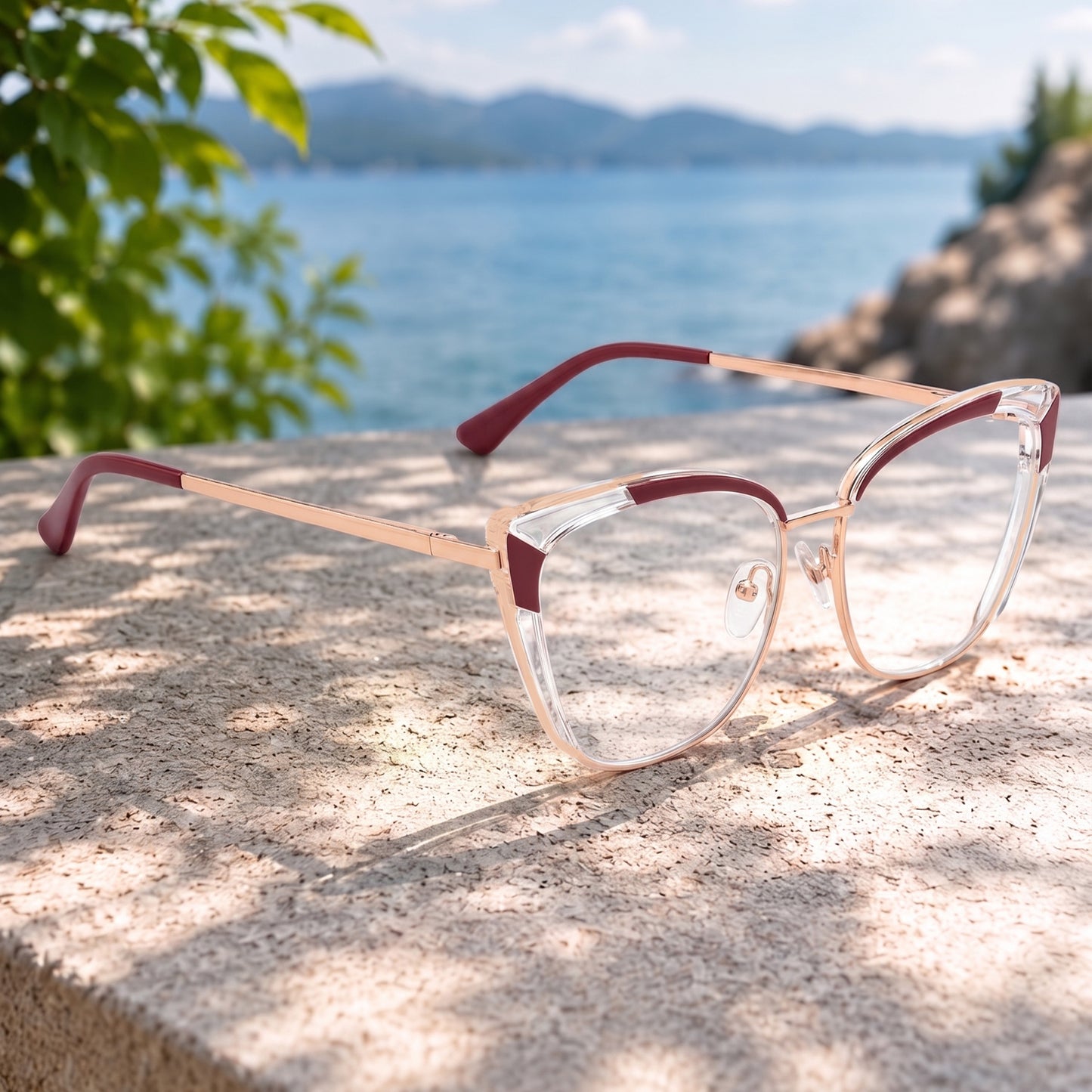 PERKEY Full Rim Cat Eye Blue Light Cut & Antiglare Computer Eyeglasses For Women | Stylish | - OPTL0018-C4