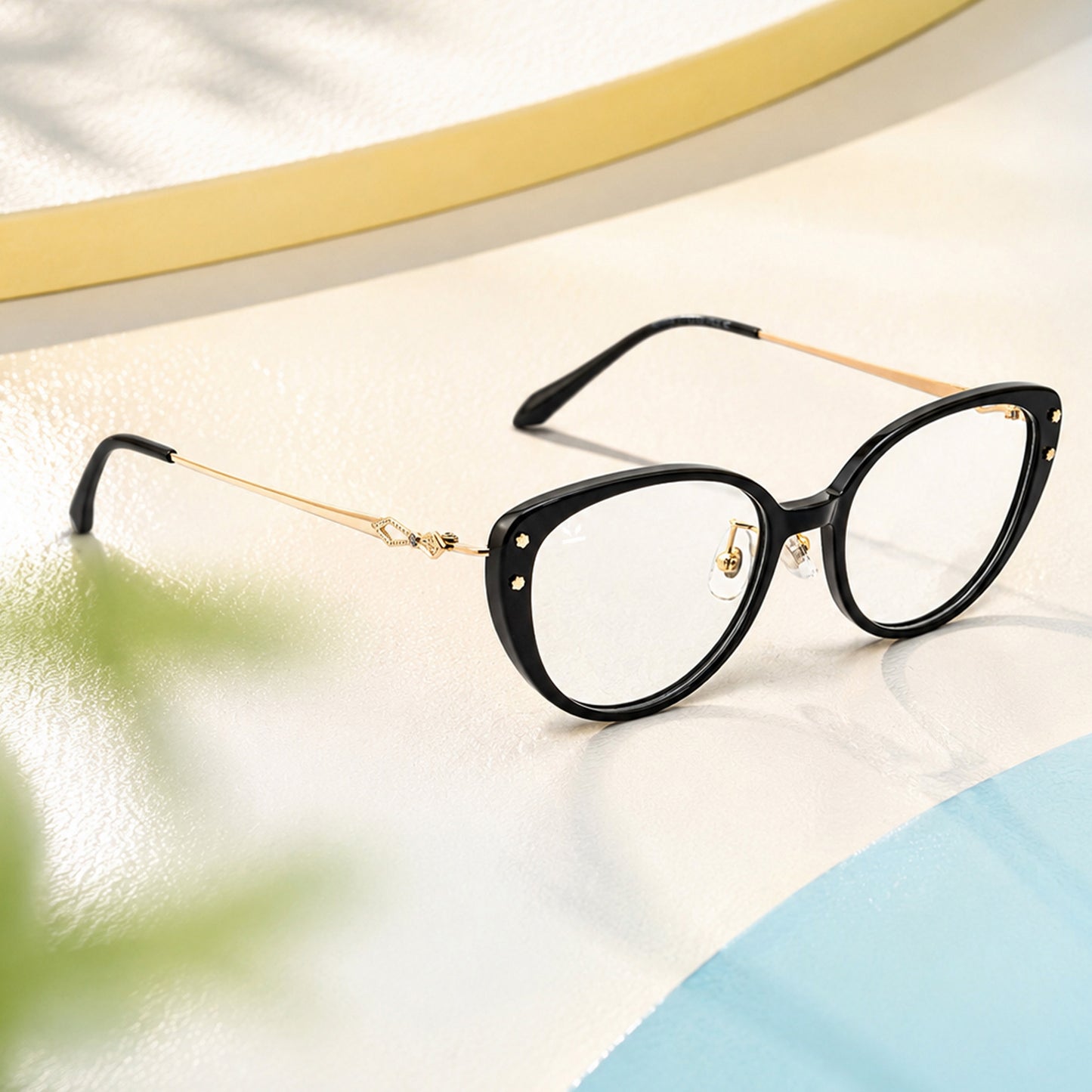 PERKEY Full Rim Soft Cat Eye Black Spectacle Frames For Women - OPTL0026-C1