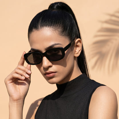 PERKEY 100% UV Protected Rectangle Sunglasses For Men and Women - PRKY0019-C1