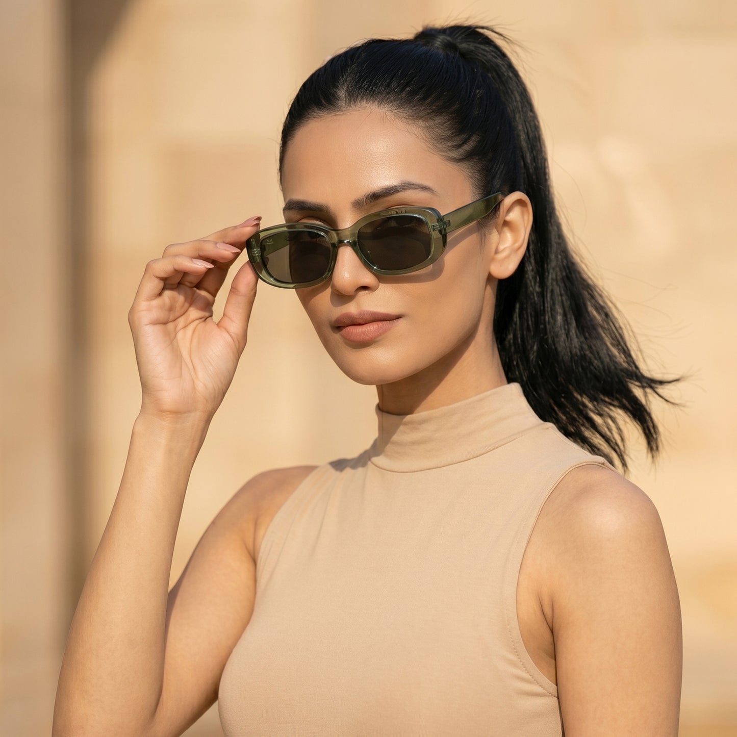PERKEY 100% UV Protected Rectangle Shades For Men and Women - PRKY0019-C2