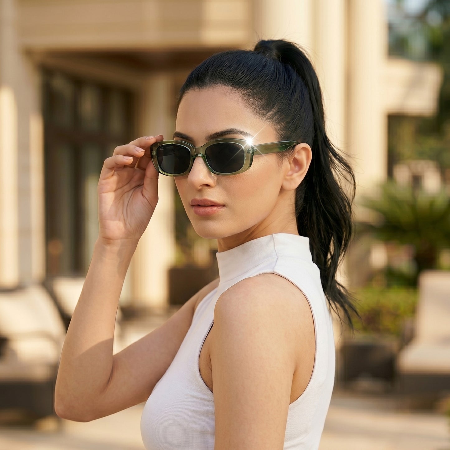 PERKEY 100% UV Protected Rectangle Shades For Men and Women - PRKY0019-C2